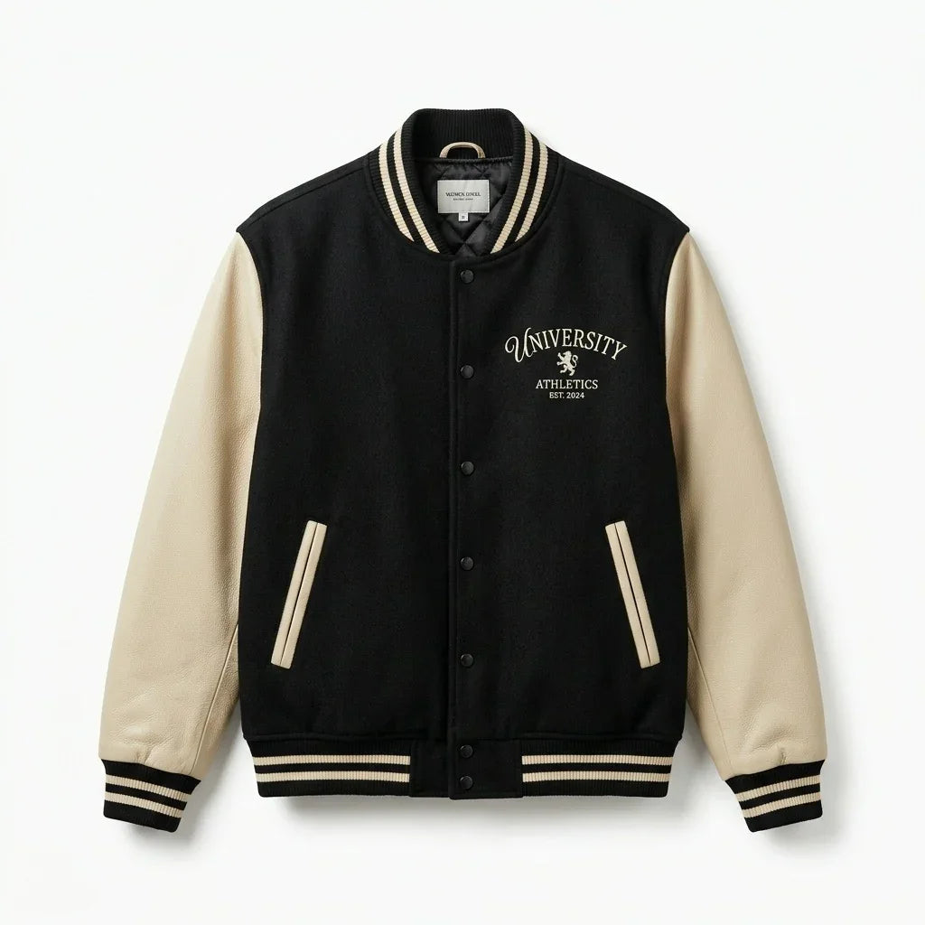 Black Varsity Jacket – University Athletics Letterman Jacket by DesignMyVarsity
