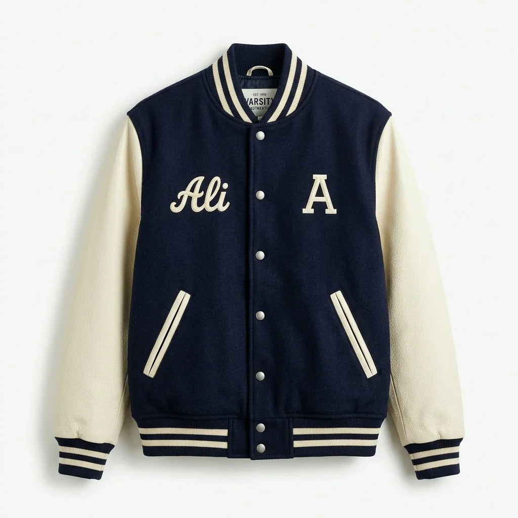 Custom Name Varsity Jacket – Navy Personalized Letterman by DesignMyVarsity