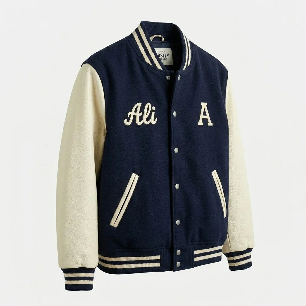Custom Name Varsity Jacket – Navy Personalized Letterman by DesignMyVarsity