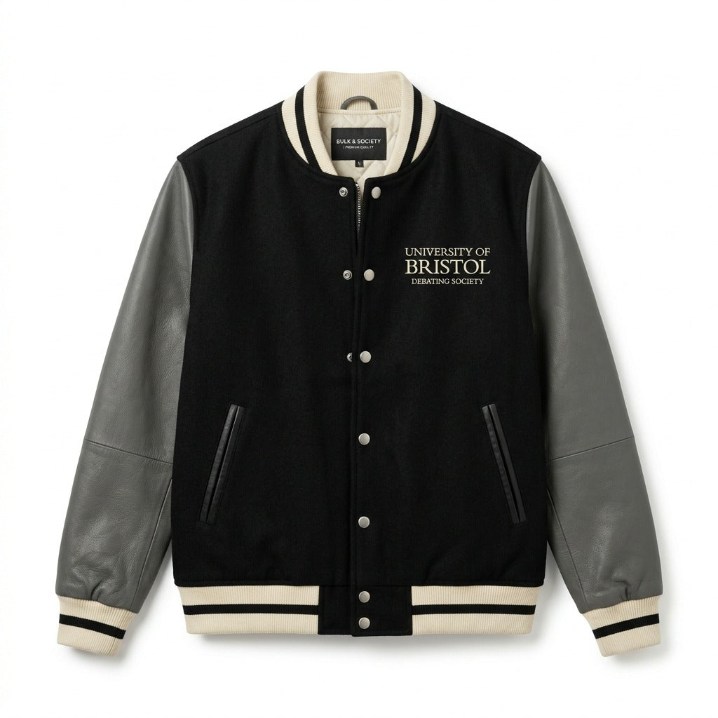 University of Bristol Debating Society Varsity Jacket Black & Grey Letterman Jacket by DesignMyVarsity