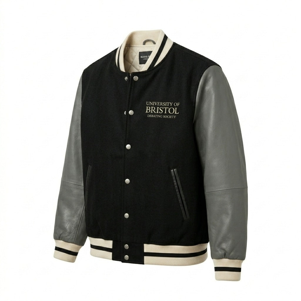 University of Bristol Debating Society Varsity Jacket Black & Grey Letterman Jacket by DesignMyVarsity