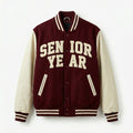 Senior Year Varsity Jacket Burgundy & Cream Letterman Jacket by DesignMyVarsity