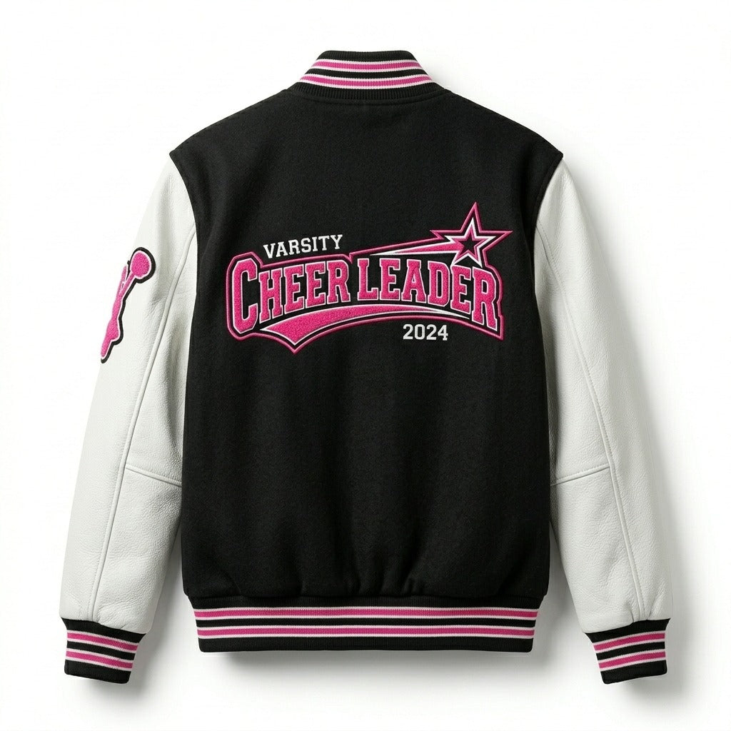 Cheerleader Varsity Jacket Black & White Letterman Jacket by DesignMyVarsity