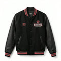 Knights Athletics Varsity Jacket Black & Leather Letterman Jacket by DesignMyVarsity