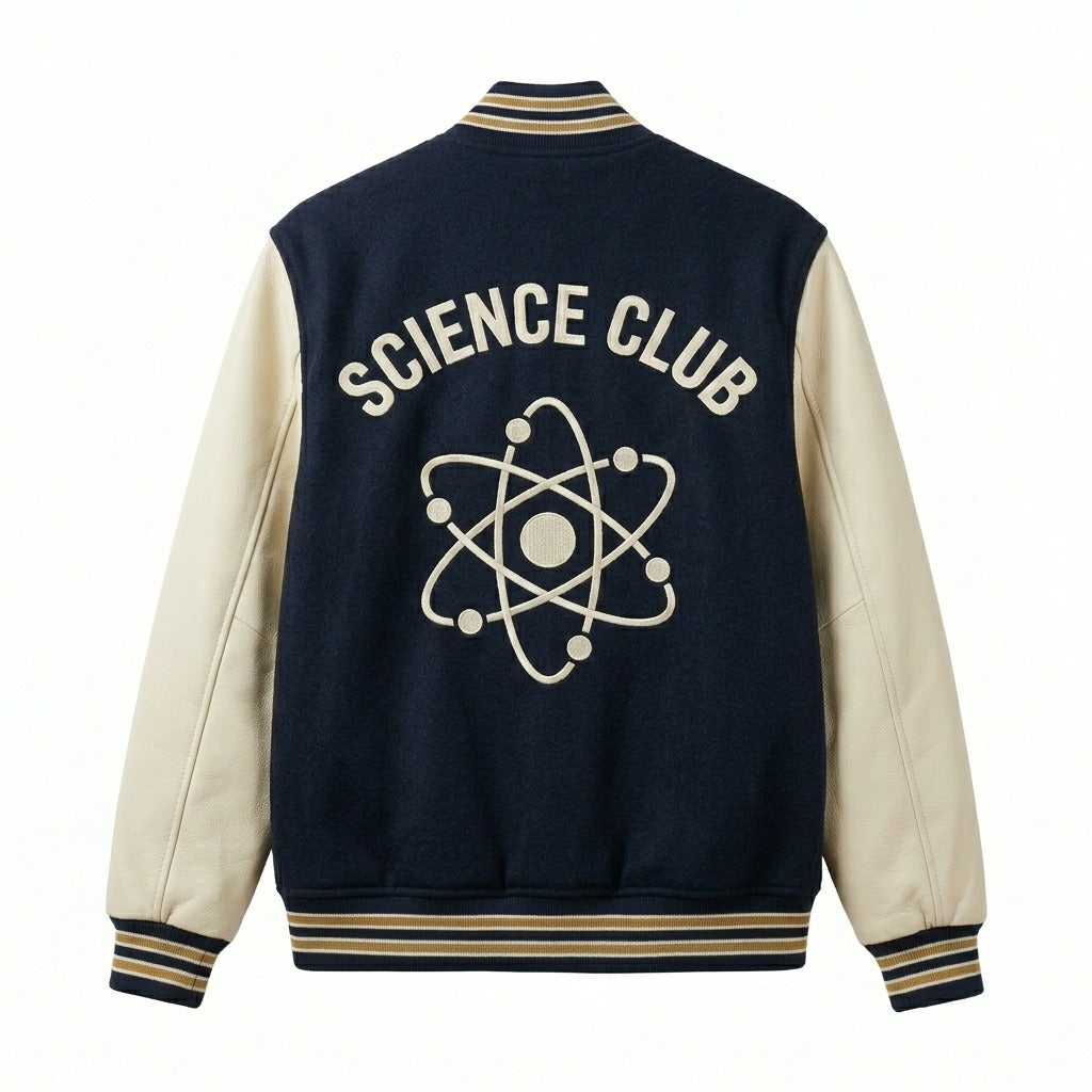 Science Club Varsity Jacket Navy & Cream Letterman Jacket by DesignMyVarsity