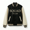 Squad Varsity Jacket Black & Cream Letterman Jacket by DesignMyVarsity
