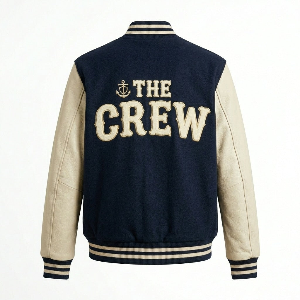 The Crew Varsity Jacket Navy & Cream Letterman Jacket by DesignMyVarsity