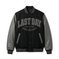 Last Day Varsity Jacket Black & Grey Letterman Jacket by DesignMyVarsity