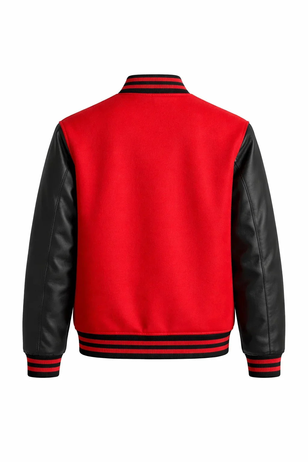 Red Body Black Sleeve Varsity Jacket – Classic Letterman Streetwear Jacket for Men & Women