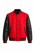 Red Body Black Sleeve Varsity Jacket – Classic Letterman Streetwear Jacket for Men & Women