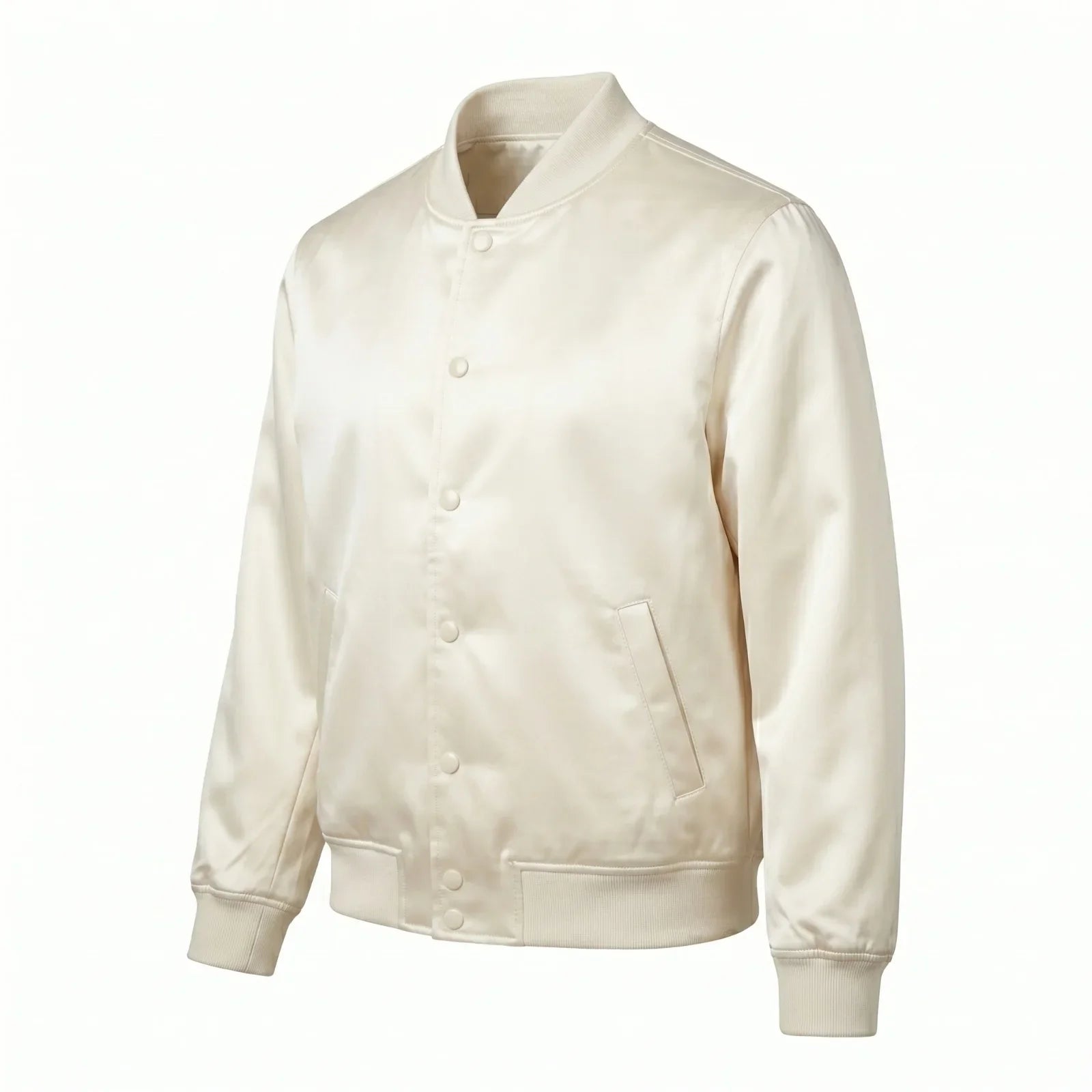 Cream Satin Varsity Jacket – Custom Letterman Jacket Streetwear for Men & Women by DesignMyVarsity