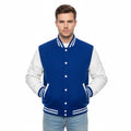 Varsity Bomber Letterman Royal Blue Wool & White Real Leather Sleeves Jacket
