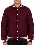 All Wool Varsity Bomber Letterman Dark Maroon Jacket