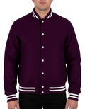 All Wool Varsity Bomber Letterman Purple Jacket