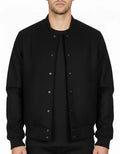 All Wool Varsity Bomber Letterman Solid Black Jacket