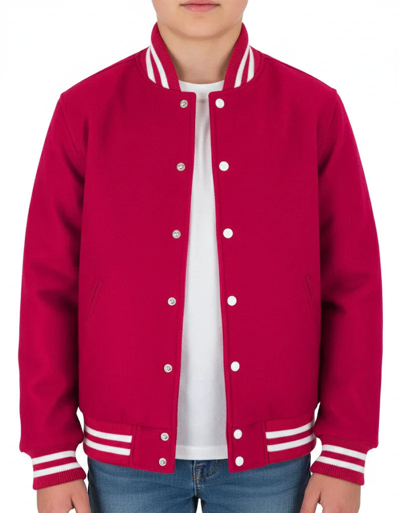 All Wool Varsity Bomber Letterman Hot Pink Jacket