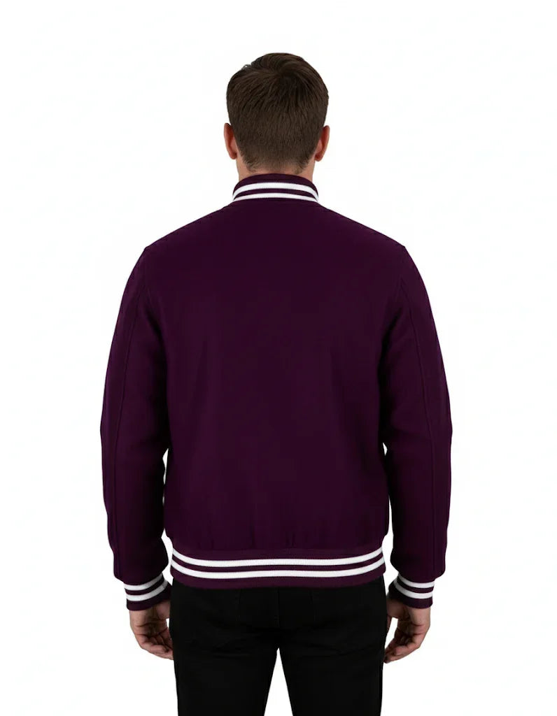 All Wool Varsity Bomber Letterman Purple Jacket