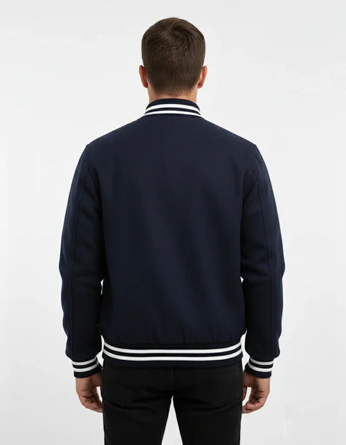 All Wool Varsity Bomber Letterman Navy Jacket