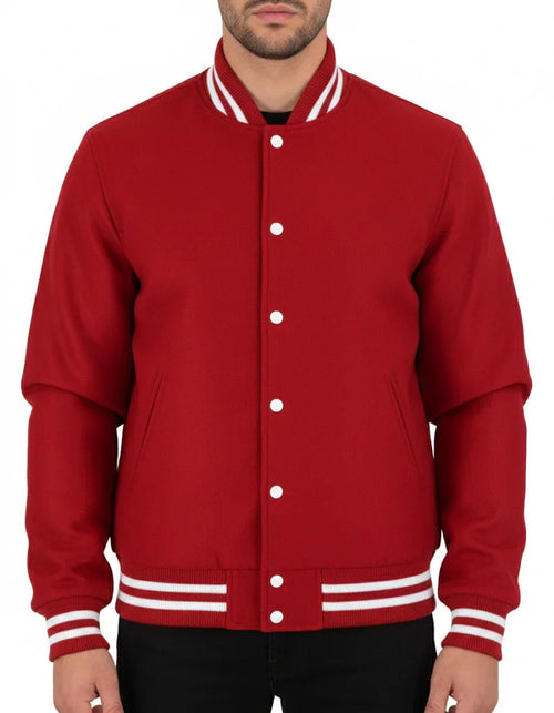 All Wool Varsity Bomber Letterman Red Jacket