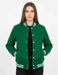 All Wool Women's Varsity Bomber Letterman Kelly Green Jacket