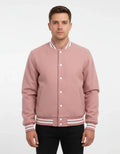 All Wool Varsity Bomber Letterman Pink Jacket