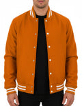 All Wool Varsity Bomber Letterman Orange Jacket