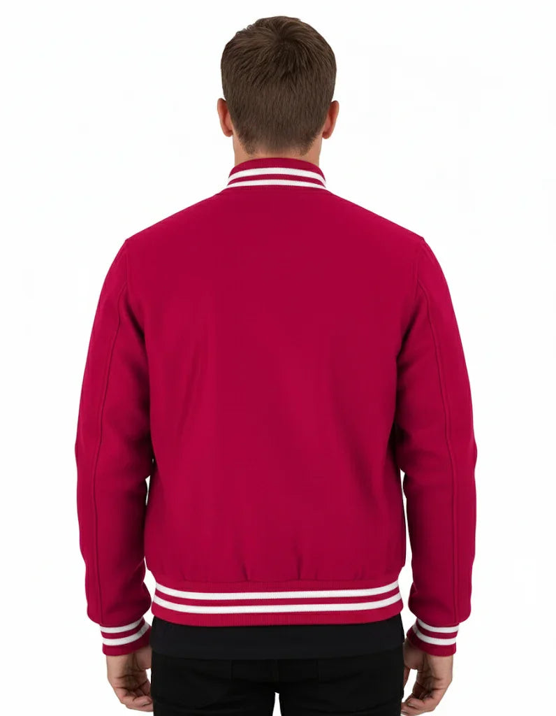 All Wool Varsity Bomber Letterman Hot Pink Jacket