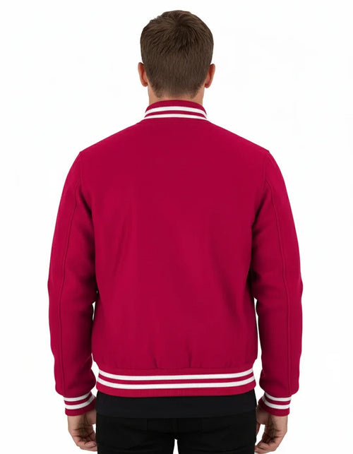 All Wool Varsity Bomber Letterman Hot Pink Jacket