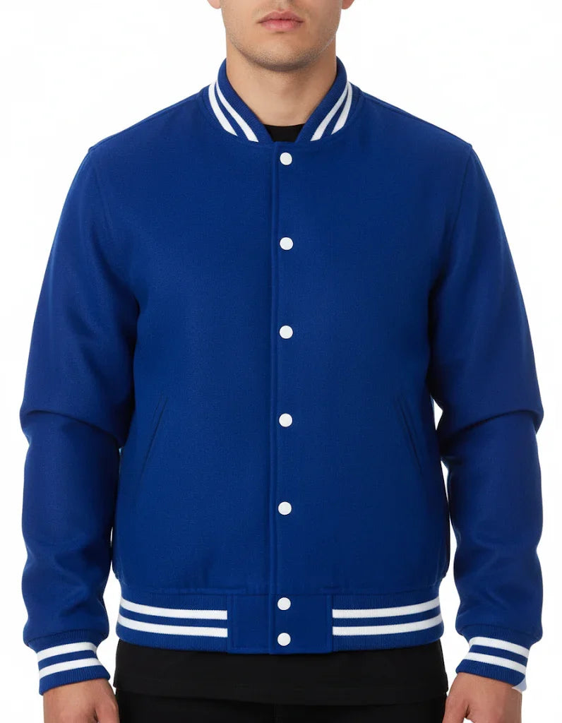All Wool Varsity Bomber Letterman Royal Jacket